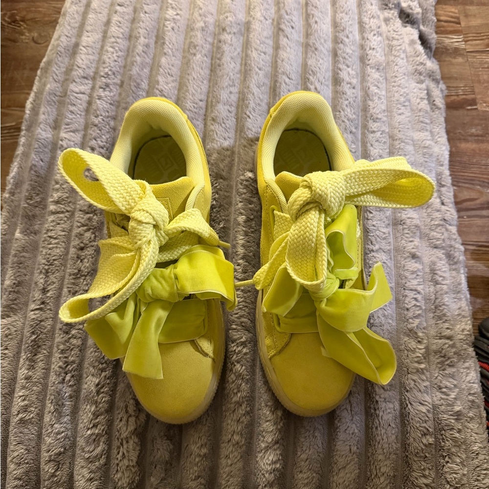 Puma Kids Bright Yellow Sneakers with Bow